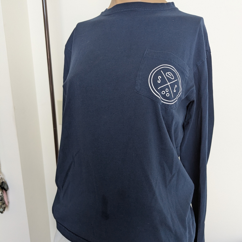Blue Long Sleeve Tee with Circular Logo